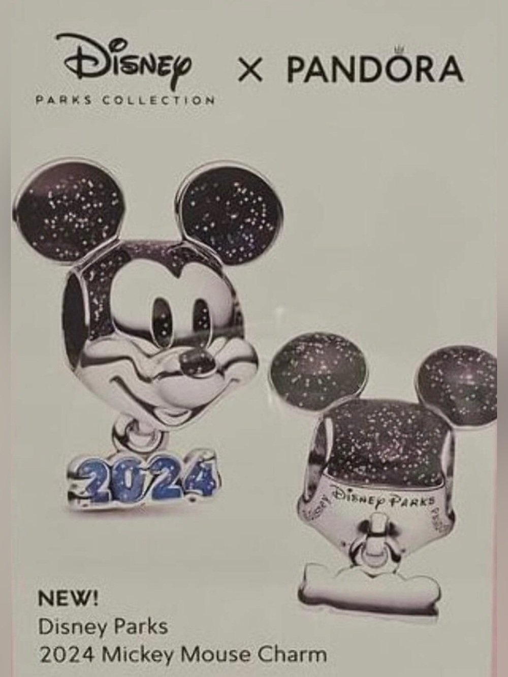 Pandora Silver Mickey Mouse 2024 Charm with Black & Blue Enamel